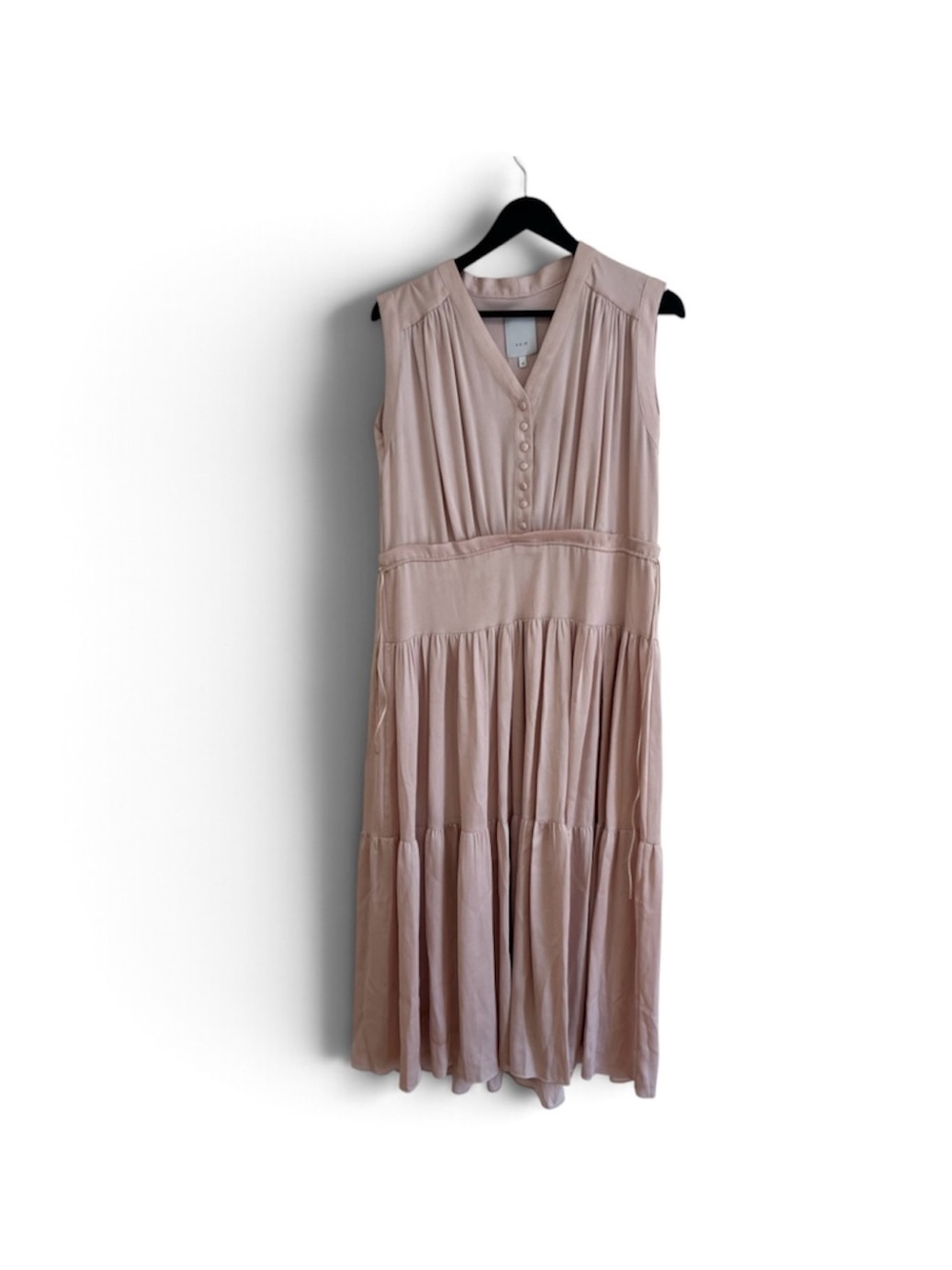 Sleeveless Tiered Maxi Dress in Blush Pink